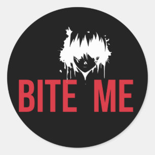 Bite Me: een spookachtige en speelse twist Ronde Sticker