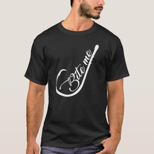 Bite Me Fish Hook Funny Vist T-shirt (Voorkant)