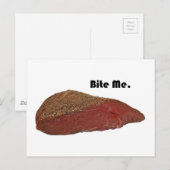 Bite me Funny Steak Beef Pun Joke Briefkaart (Voorkant / Achterkant)