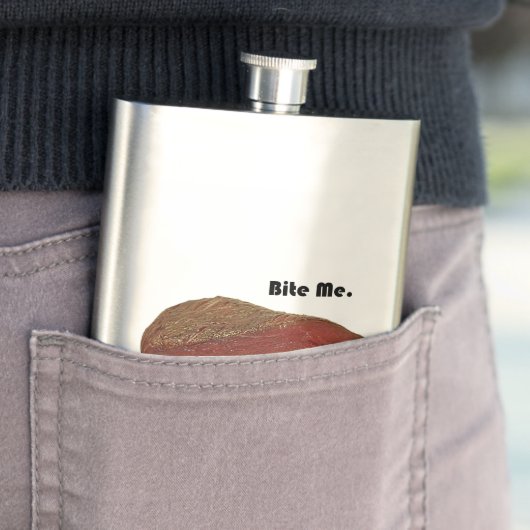 Bite me Funny Steak Beef Pun Joke Flacon (Voorbeeld)