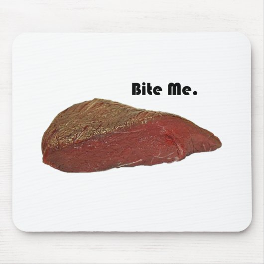 Bite me Funny Steak Beef Pun Joke Muismat (Voorkant)