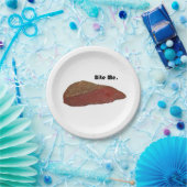 Bite me Funny Steak Beef Pun Joke Papieren Bordje (Feest)