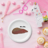Bite me Funny Steak Beef Pun Joke Papieren Bordje (Feest)