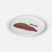 Bite me Funny Steak Beef Pun Joke Papieren Bordje (Gekanteld)