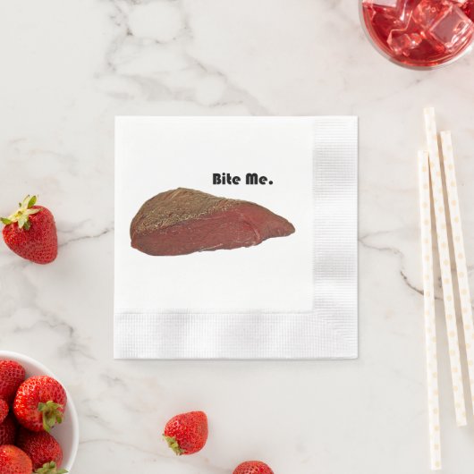 Bite me Funny Steak Beef Pun Joke Servetten (Insitu)