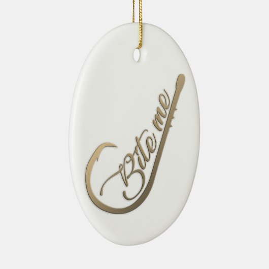 Bite Me Funny Vist Keramisch Ornament (Rechts)