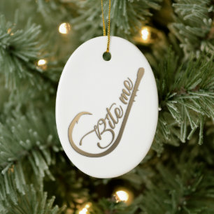 Bite Me Funny Vist Keramisch Ornament