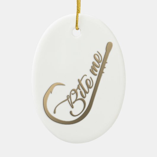 Bite Me Funny Vist Keramisch Ornament (Voorkant)