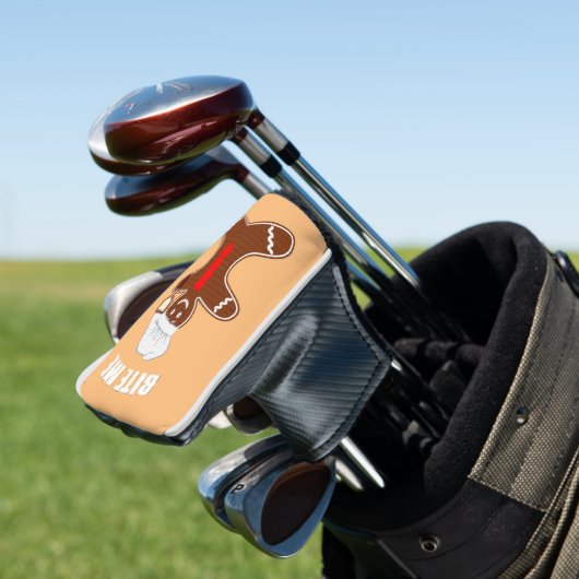 Bite me Ginger Bread Man Golfheadcover (Insitu)