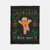 Bite Me Gingerbread Man - Funny Ugly Christmas Swe Fleece Deken (Voorkant)