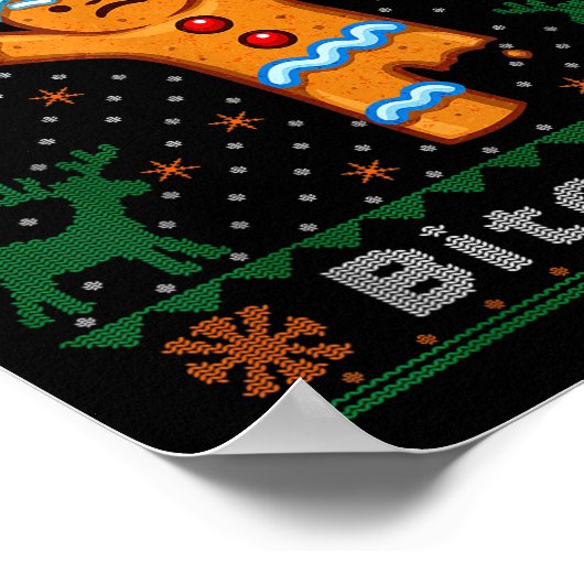 Bite Me Gingerbread Man - Funny Ugly Christmas Swe Poster (Hoek)