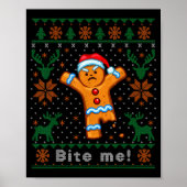 Bite Me Gingerbread Man - Funny Ugly Christmas Swe Poster (Voorkant)