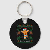Bite Me Gingerbread Man - Funny Ugly Christmas Swe Sleutelhanger (Voorkant)