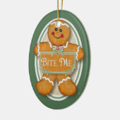 Bite Me Gingerbread Man - Ovaal 2 Keramisch Ornament (Links)