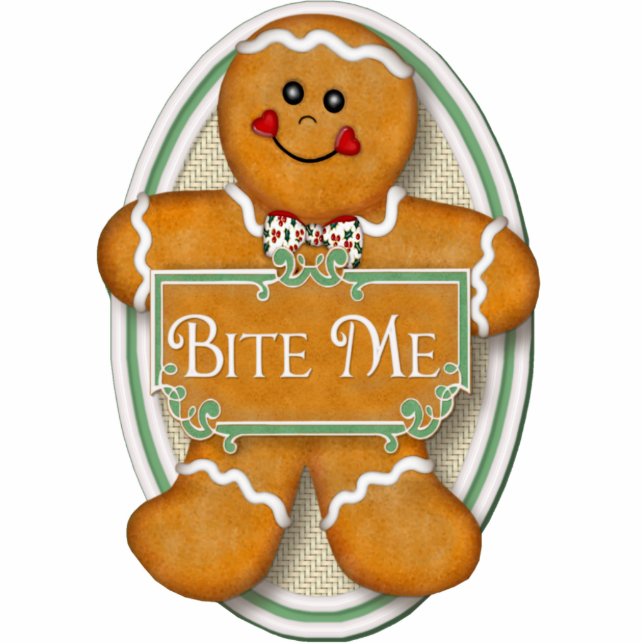 Bite Me Gingerbread Man - Ovaal Ornament Fotobeeldje Ornament (Voorkant)