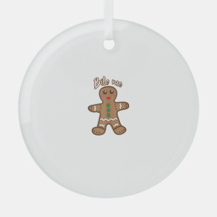 Bite me Gingerbrood Funny Cookie Kerstmis Thanksg Glas Ornament