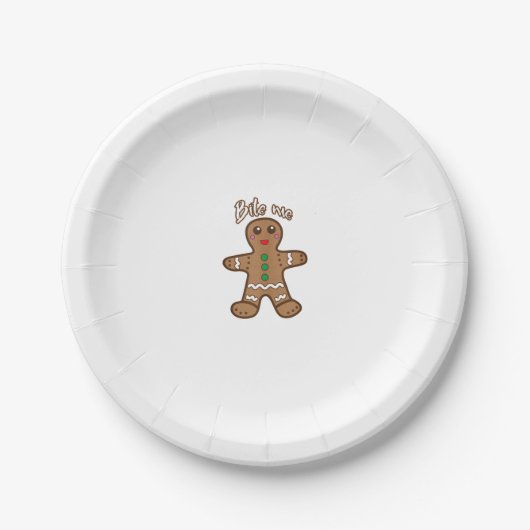 Bite me Gingerbrood Funny Cookie Kerstmis Thanksg Papieren Bordje (Voorkant)
