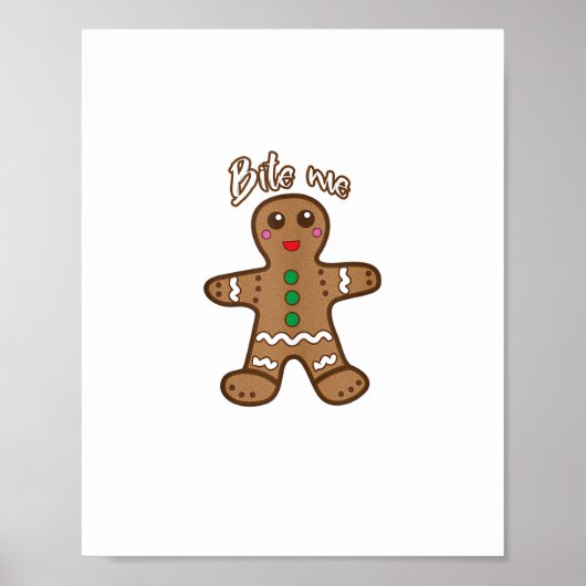 Bite me Gingerbrood Funny Cookie Kerstmis Thanksg Poster (Voorkant)