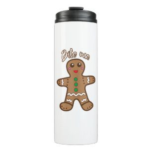 Bite me Gingerbrood Funny Cookie Kerstmis Thanksg Thermosbeker