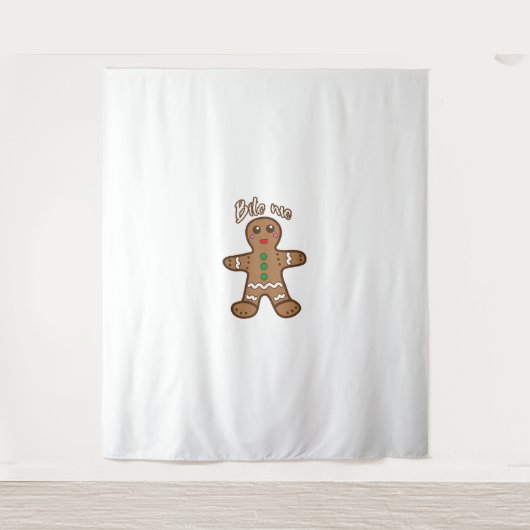 Bite me Gingerbrood Funny Cookie Kerstmis Thanksg Wandkleed (Voorkant)