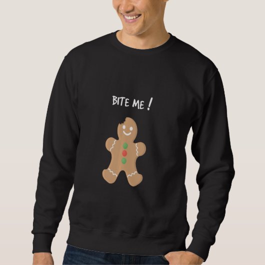 Bite me Gingerbrood Man met kerstkoekje Funny Hol Trui (Voorkant)
