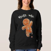 Bite me Gingerbrood Man Ugly kerstSweater 1 Trui (Voorkant)