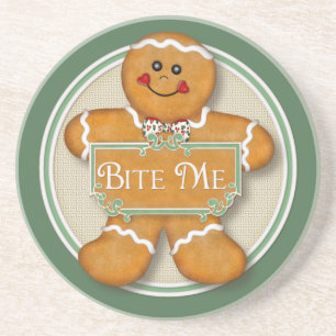 Bite me Gingerbrood Man Zandsteen Onderzetter
