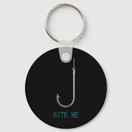 Bite Me Hook Gevist Vissers Anglers Gift Sleutelhanger (Voorkant)