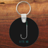 Bite Me Hook Gevist Vissers Anglers Gift Sleutelhanger (Voorkant)