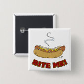 Bite me - Hot Dog Vierkante Button 5,1 Cm (Voorkant /achterkant)
