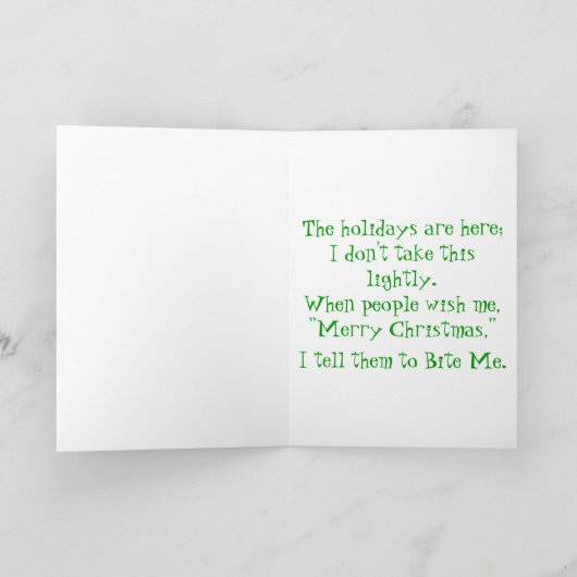 Bite me kerstboom feestdagen kaart (Binnen)