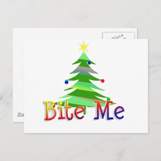 Bite me kerstboom feestdagenkaart (Voorkant / Achterkant)