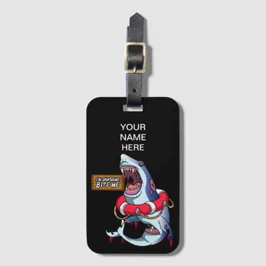 Bite me Killer Shark Bagagelabel (Voorkant (verticaal))