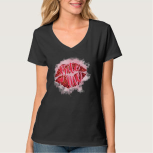 Bite me Leopard Lips Heart Love Matching Couples V T-shirt