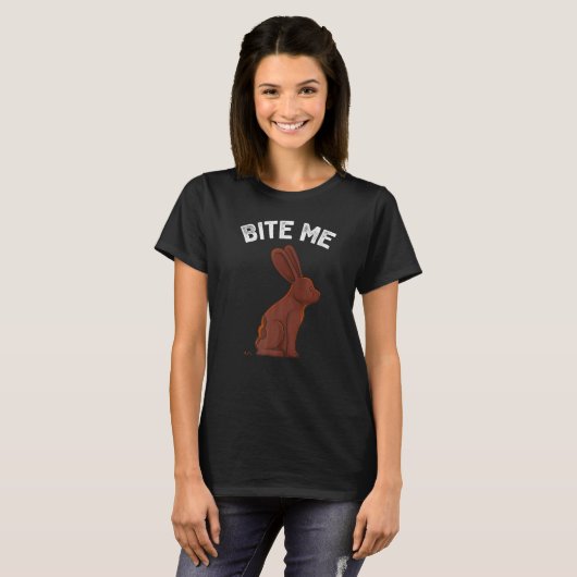 Bite me Paasbunny Funny Joke Meme Mannen Kind T-shirt (Voorkant volledig)