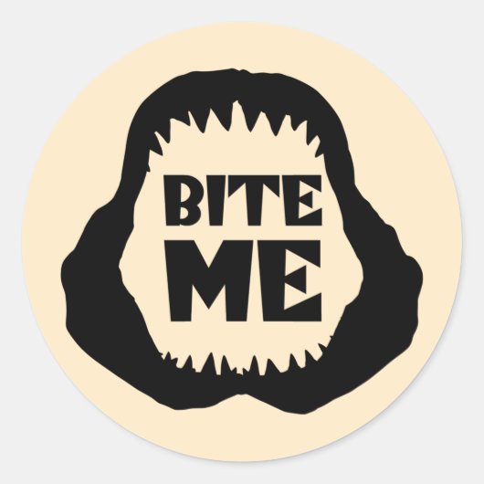 Bite me Quote - Shark Jaws Ronde Sticker (Voorkant)