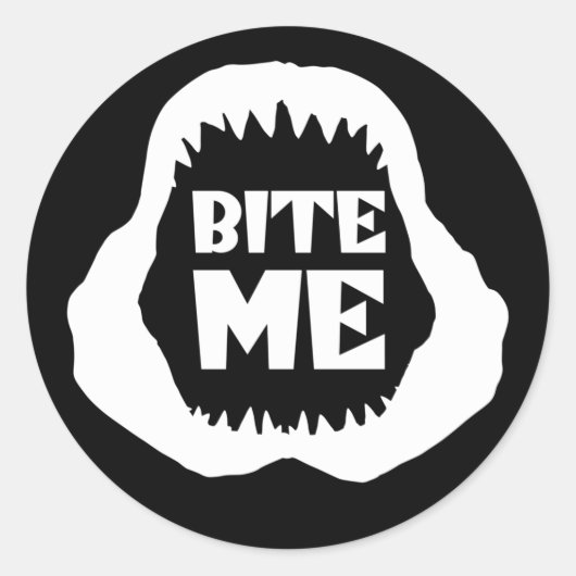Bite me Quote - Shark Jaws Ronde Sticker (Voorkant)