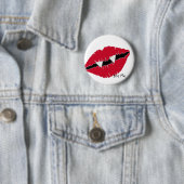 Bite me Red Lips in Fangs Ronde Button 5,7 Cm (In situ)