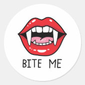 Bite me  ronde sticker (Voorkant)