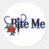 Bite me ronde sticker (Voorkant)