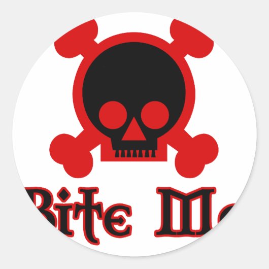 Bite me ronde sticker (Voorkant)