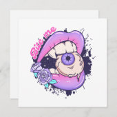 Bite Me Roze Halloween Lippen  Feestdagenkaart (Voorkant / Achterkant)