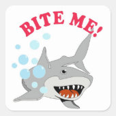 Bite Me Shark Vierkante Sticker (Voorkant)