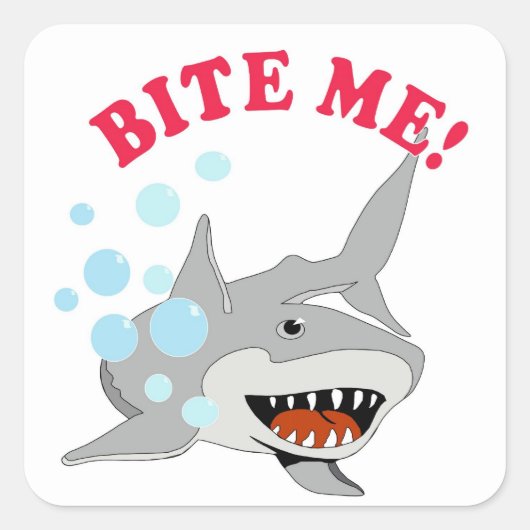Bite Me Shark Vierkante Sticker (Voorkant)