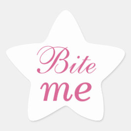 Bite me Star Sticker - Roze en wit