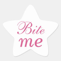 Bite me Star Sticker - Roze en wit