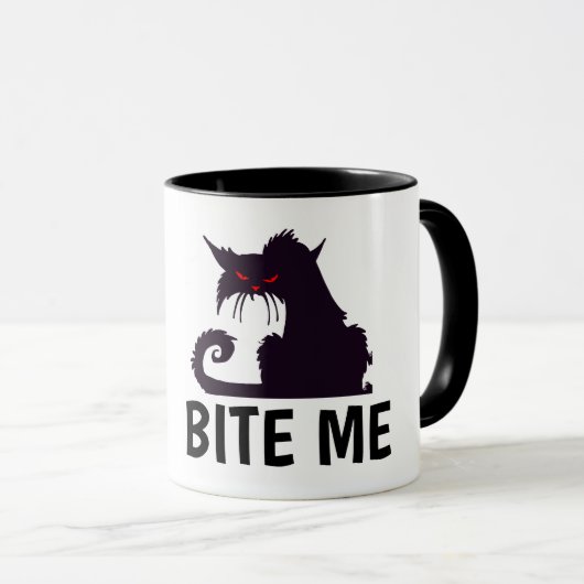 BITE ME, TOUGH KITTY CAT FUNNY COFFEE MUGS MOK (Voorkant rechts)