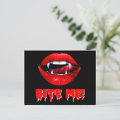 Bite Me Vampire Halloween Briefkaart (Staand voorkant)
