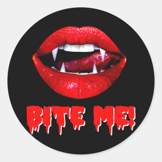Bite Me Vampire Halloween Ronde Sticker (Voorkant)