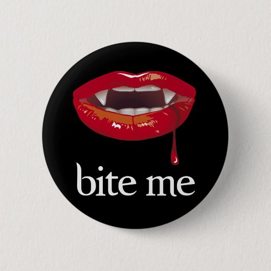 Bite me Vampire knop Ronde Button 5,7 Cm (Voorkant)